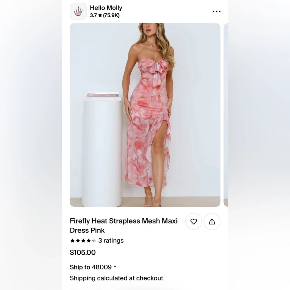 Hello Molly Pink and White Asymmetrical Maxi dress - Picture 4 of 4